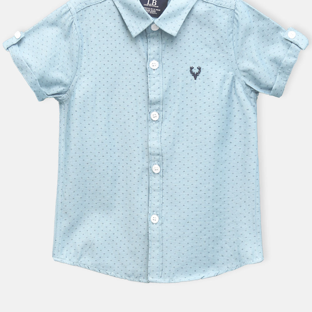 BOY SHIRT BLUE POLKA DOT SHORT-SLEEVE