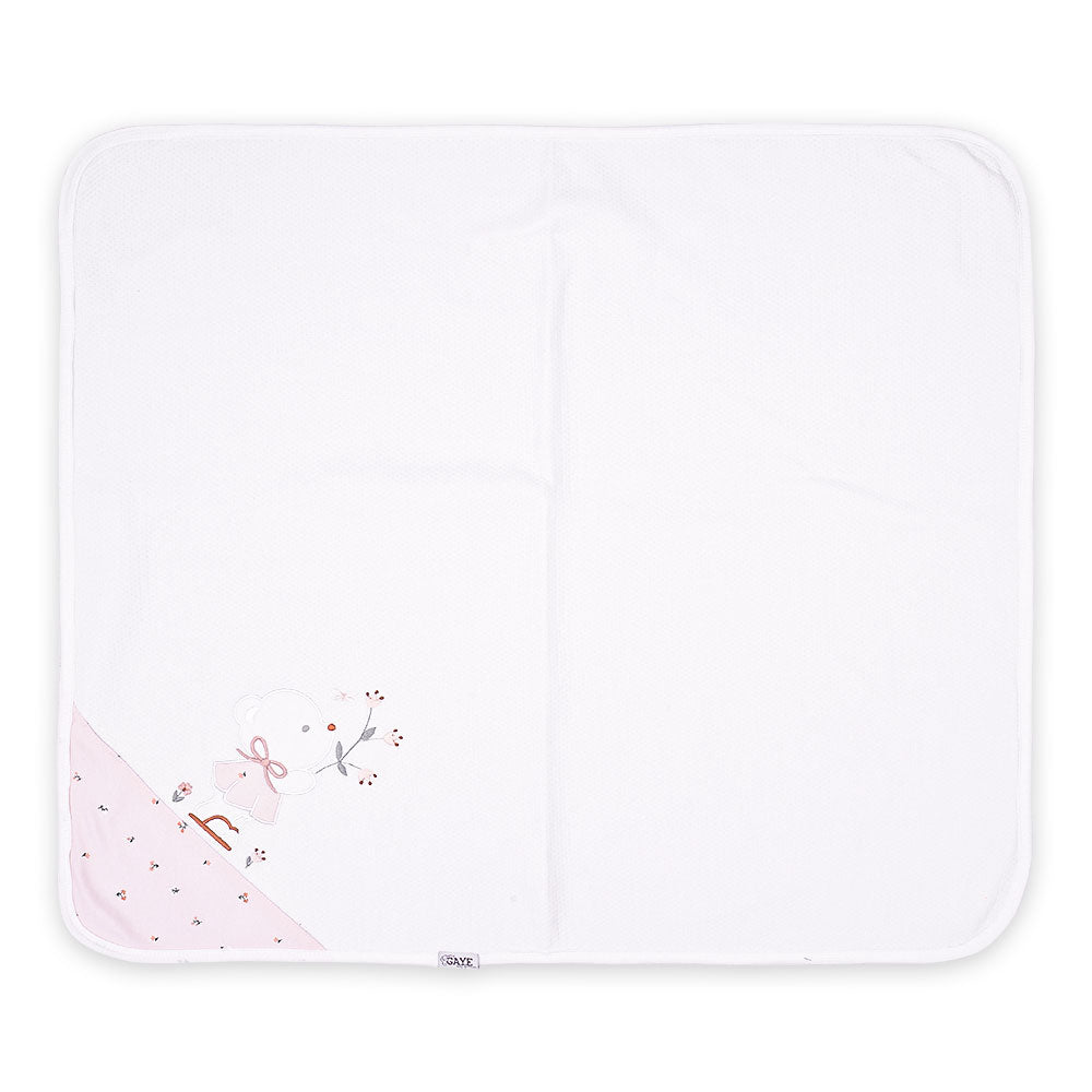 SLEEPING SET PEACH TEDDY & FLOWERS