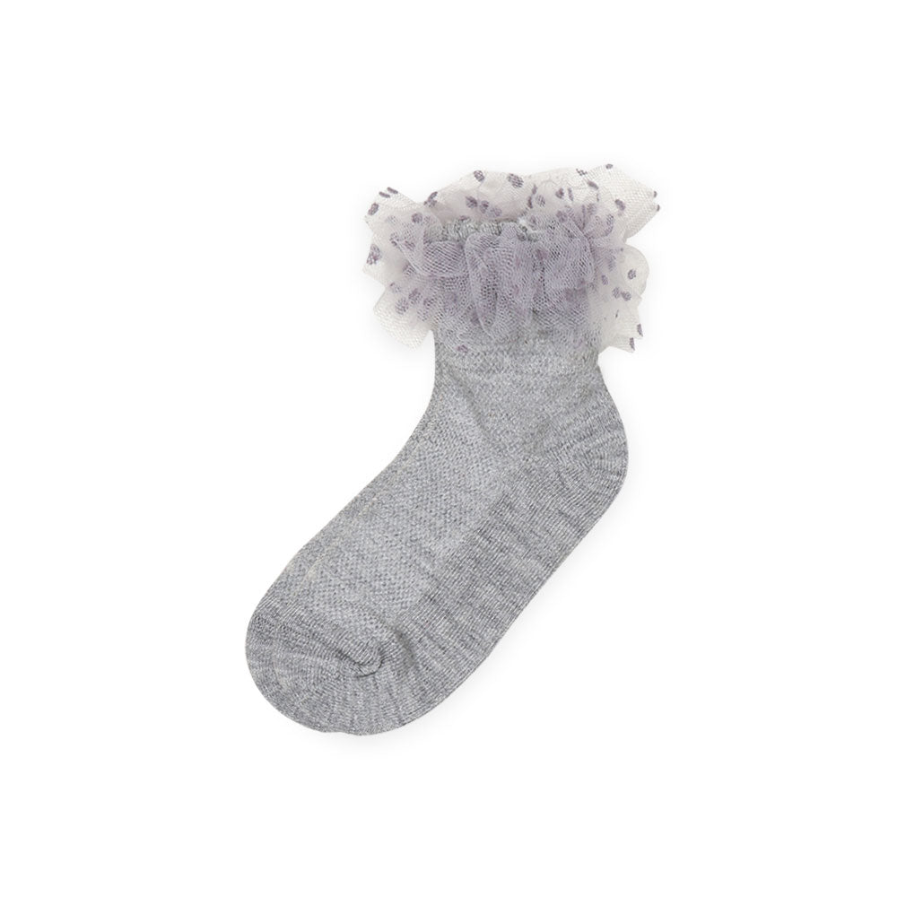 GIRL SOCKS GREY RUFFLED
