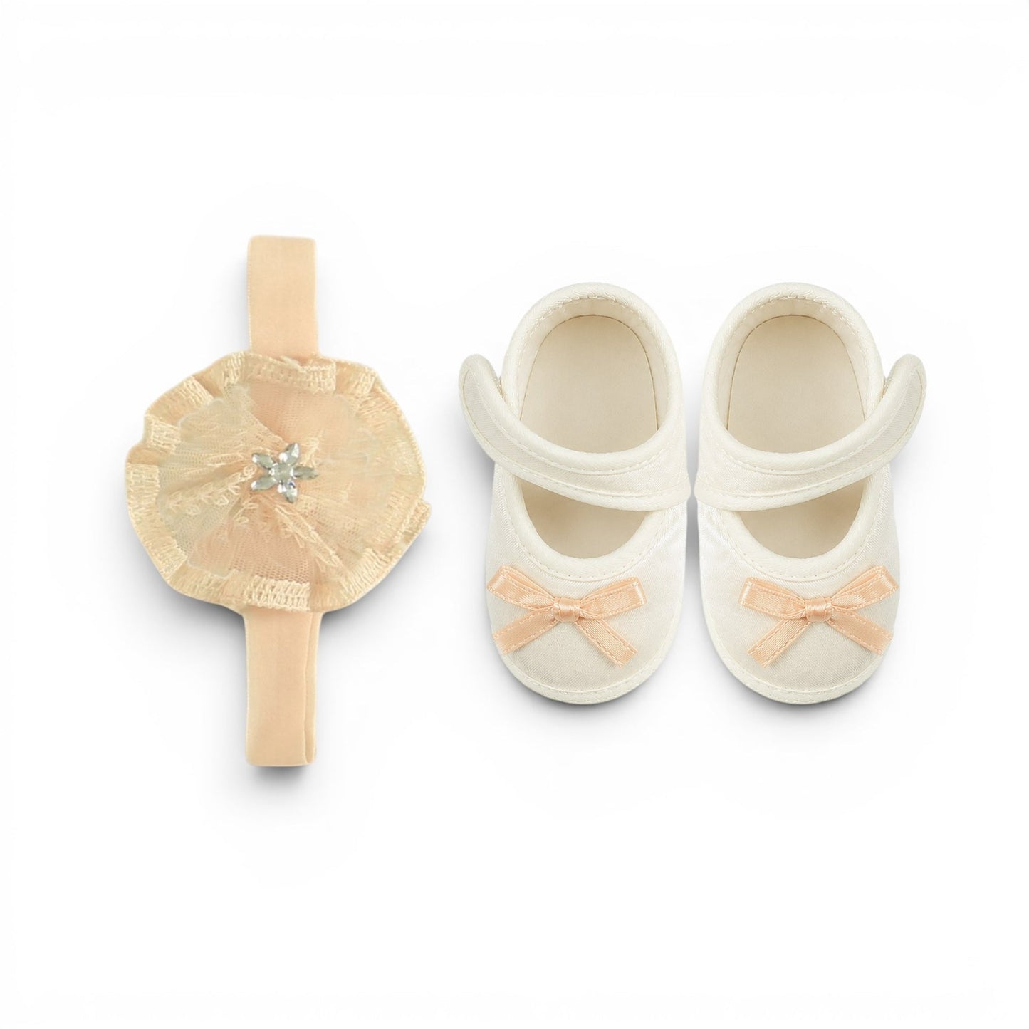 PEACH LACE BABY GIRL FANCY FROCK GIFT SET