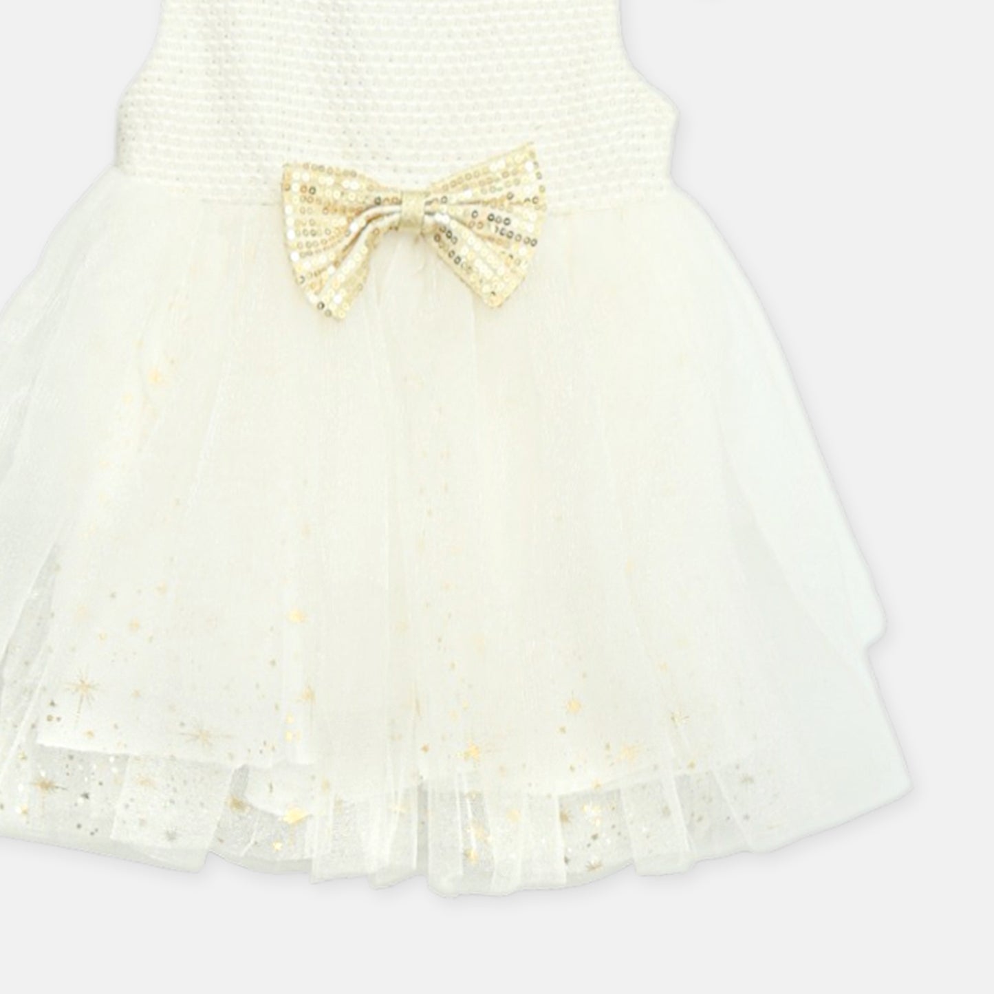 Golden Bow White Frock