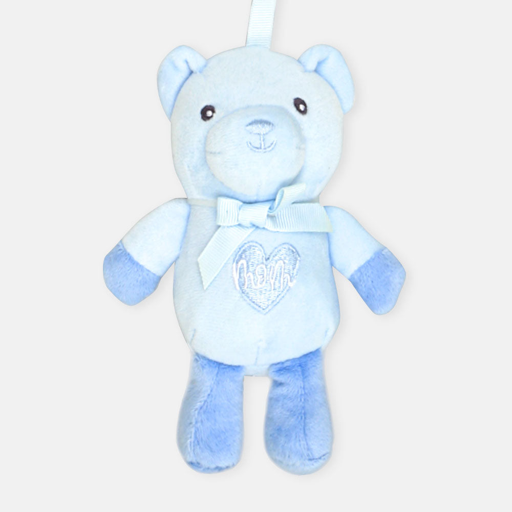 STUFF TOY BLUE TEDDY RATTLE