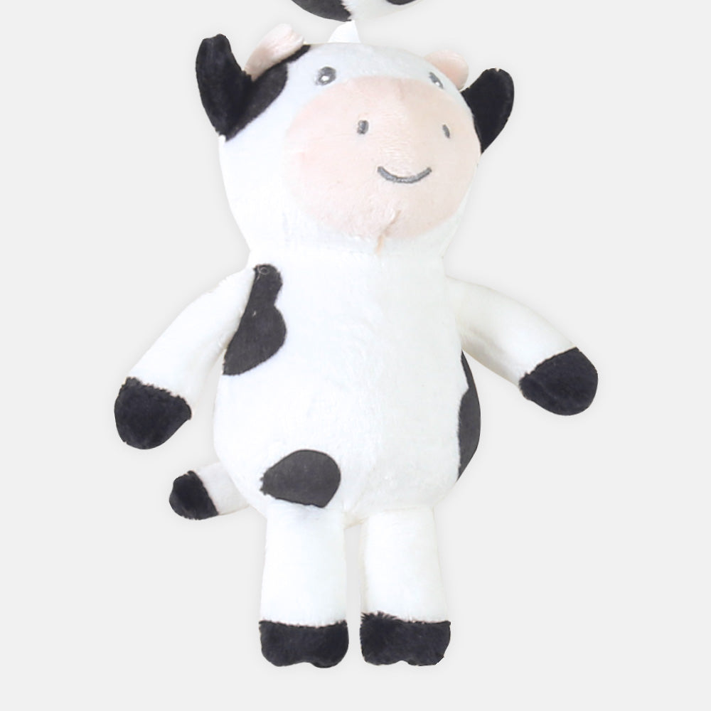 STUFF TOY WHITE & BLACK HANGABLE COW RATTLE
