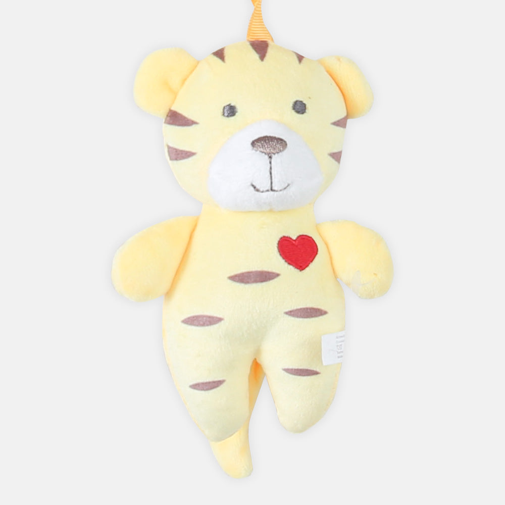 STUFF TOY YELLOW TIGER HANGABLE RATTLE
