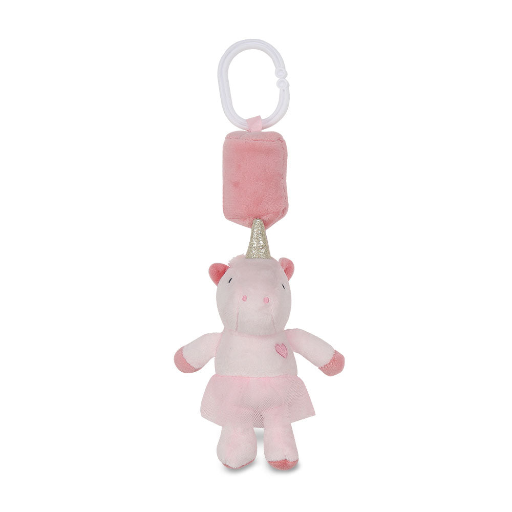 STUFF TOY PINK GLITTERY UNICORN BELL