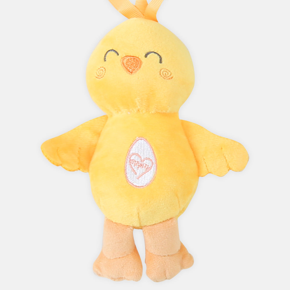 STUFF TOY YELLOW PLUSH CHICK WITH A HANGABLE RATTLE