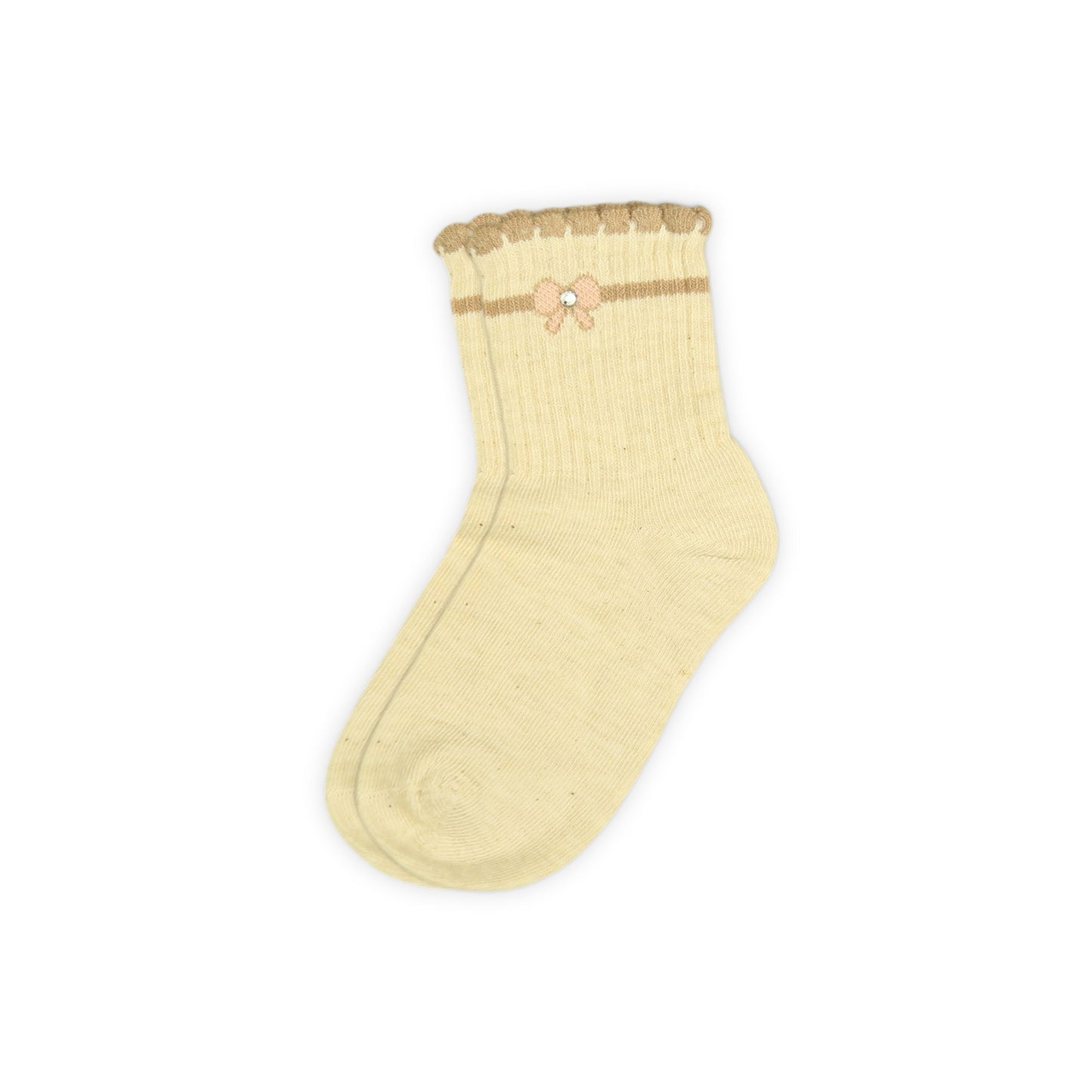 CREAM BOW GIRL SOCKS