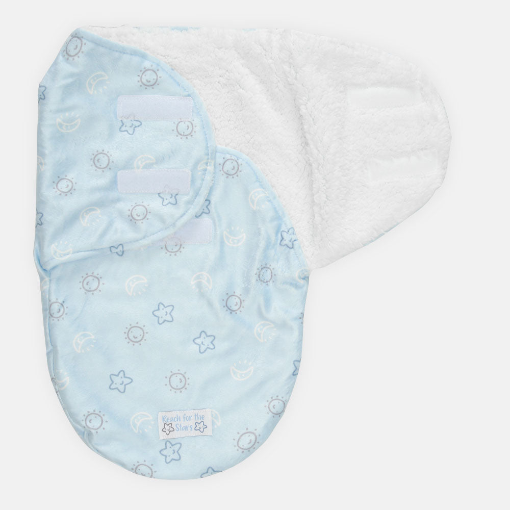 SWADDLE WRAPING SHEET SUPER SOFT SKY BLUE GALAXY PRINT