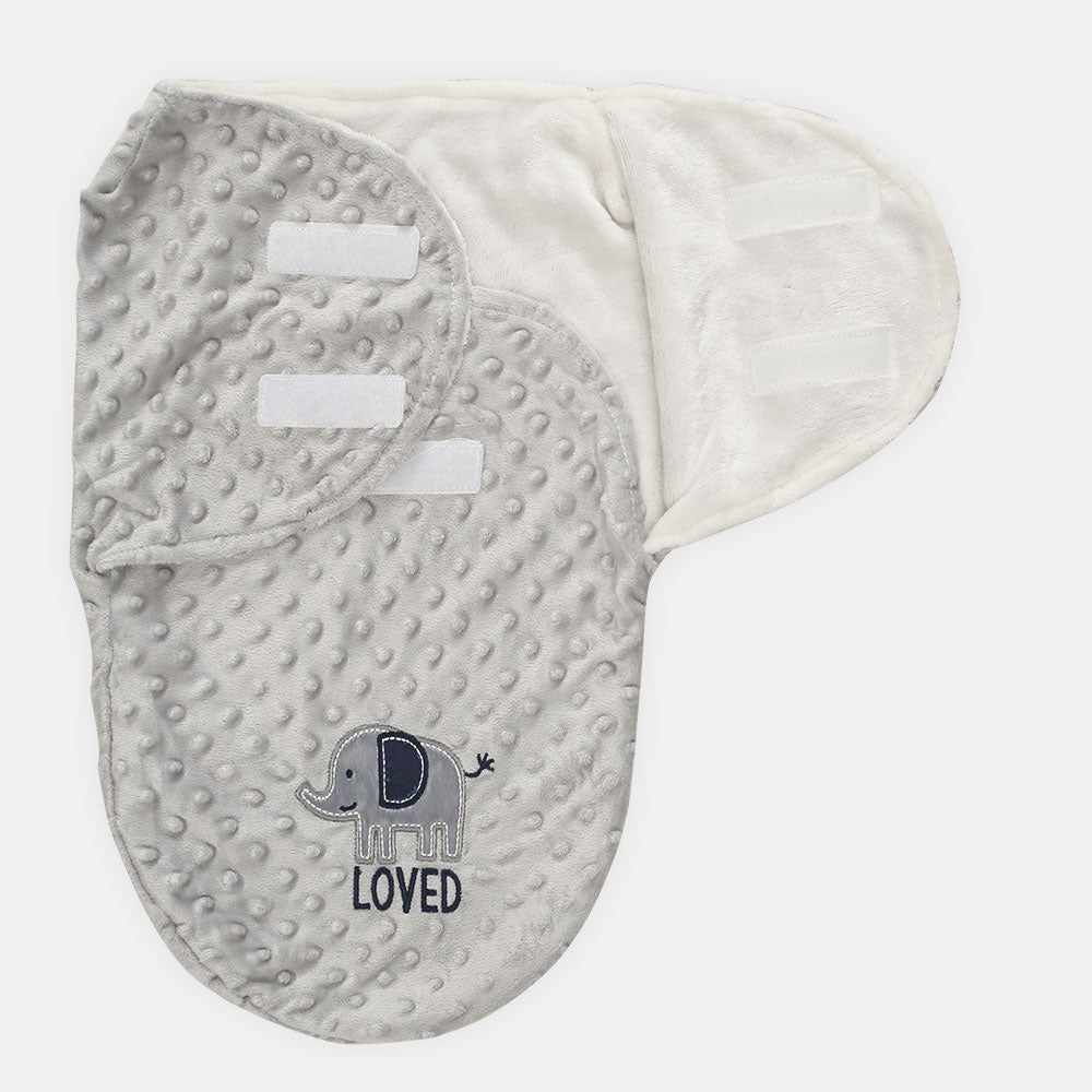 SWADDLE WRAPING SHEET SUPER SOFT GREY ELEPHANT