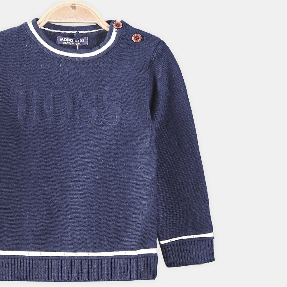 BOY SWEATER ROYAL CREST BOSS BLUE