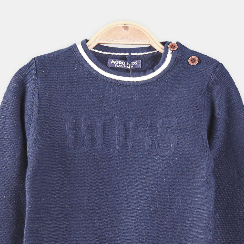 BOY SWEATER ROYAL CREST BOSS BLUE