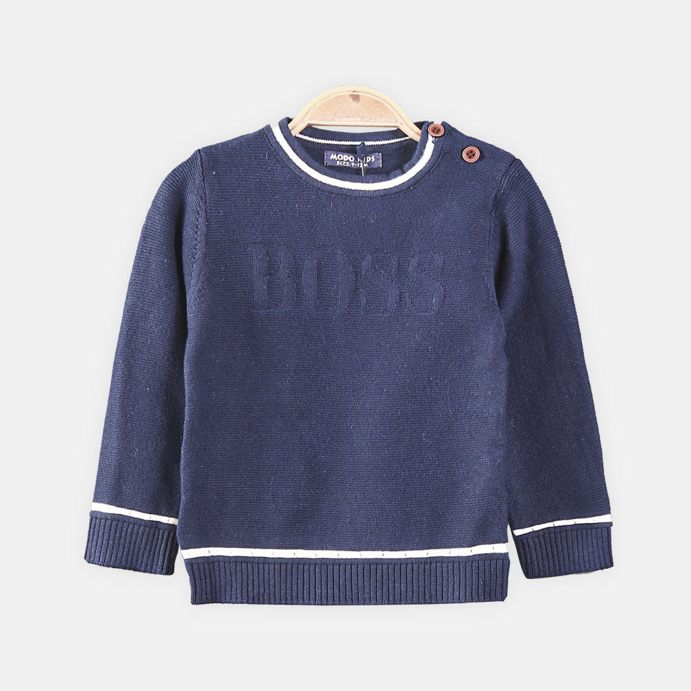 BOY SWEATER ROYAL CREST BOSS BLUE