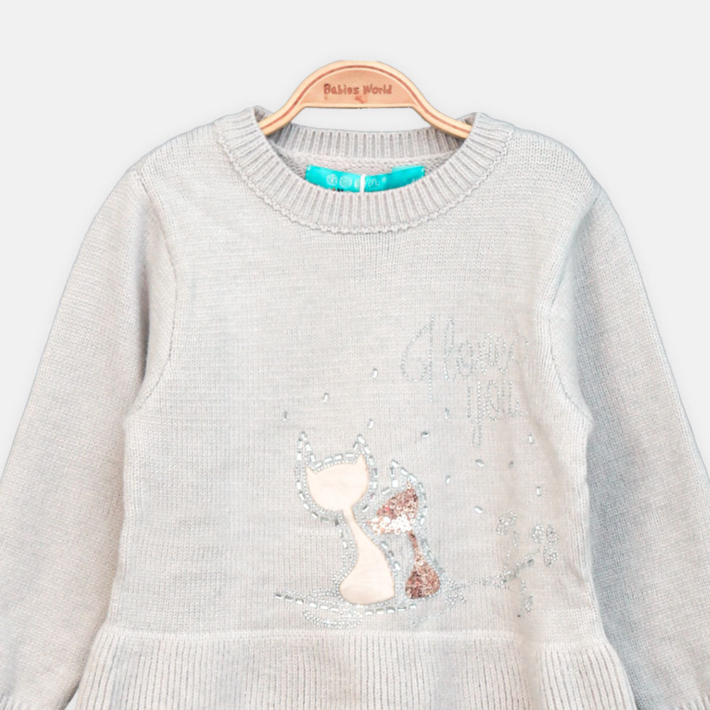 GIRL SWEATER SPARKLE MEOW MOMENTS