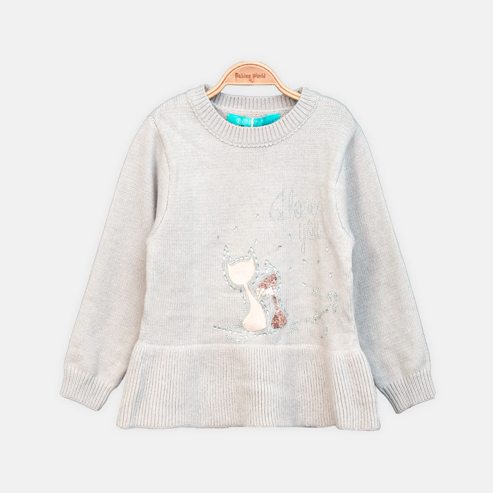GIRL SWEATER SPARKLE MEOW MOMENTS