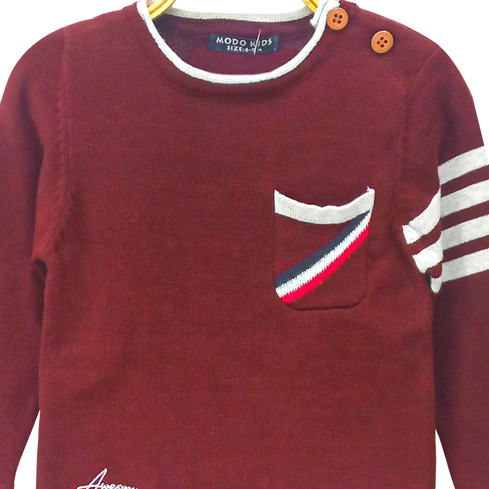 BOY SWEATER / SWEAT T-SHIRT MAROON AWESOME DUDE