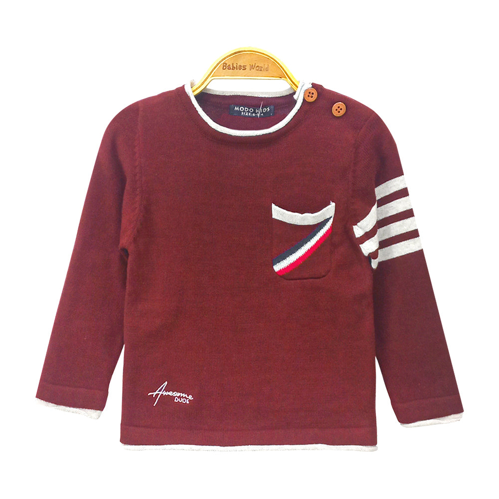 BOY SWEATER / SWEAT T-SHIRT MAROON AWESOME DUDE