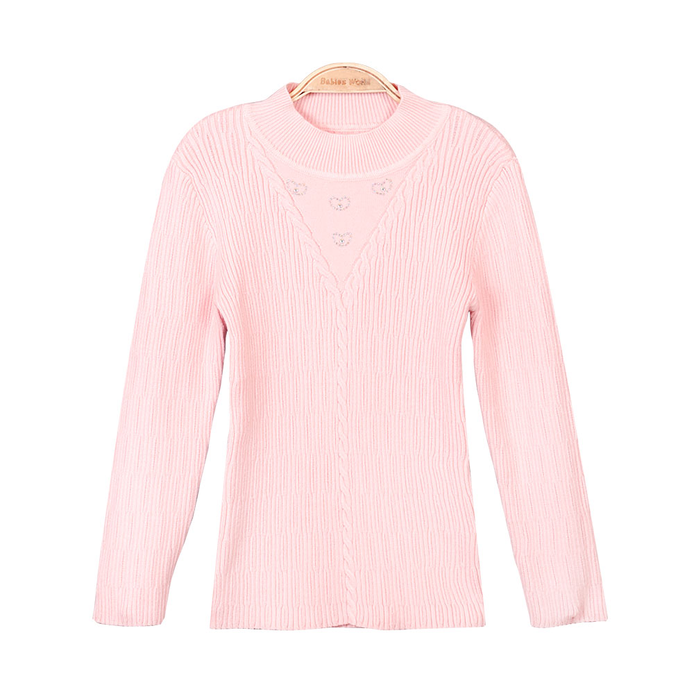 GIRL HI-NECK SWEATER PINK SEQUINS