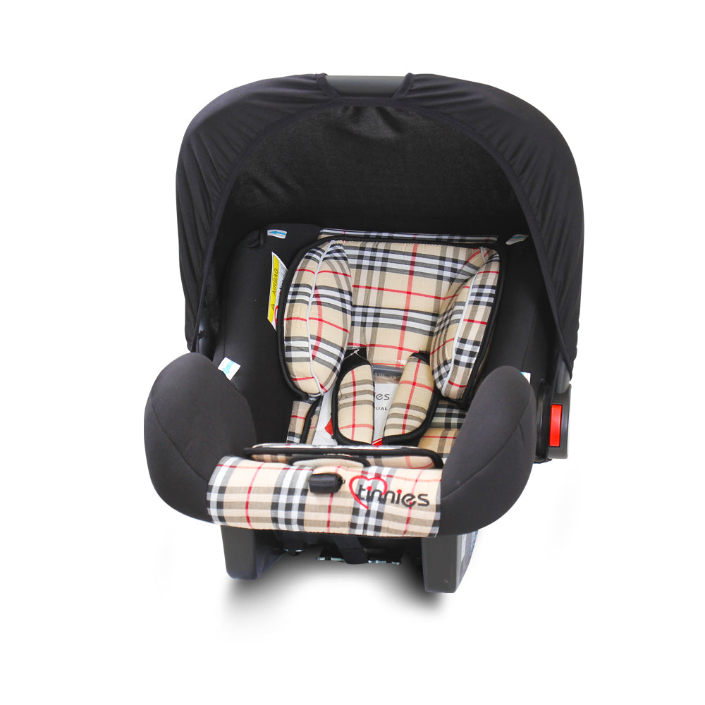 CARRY COT & CAR SEAT-BEIGE CHECK