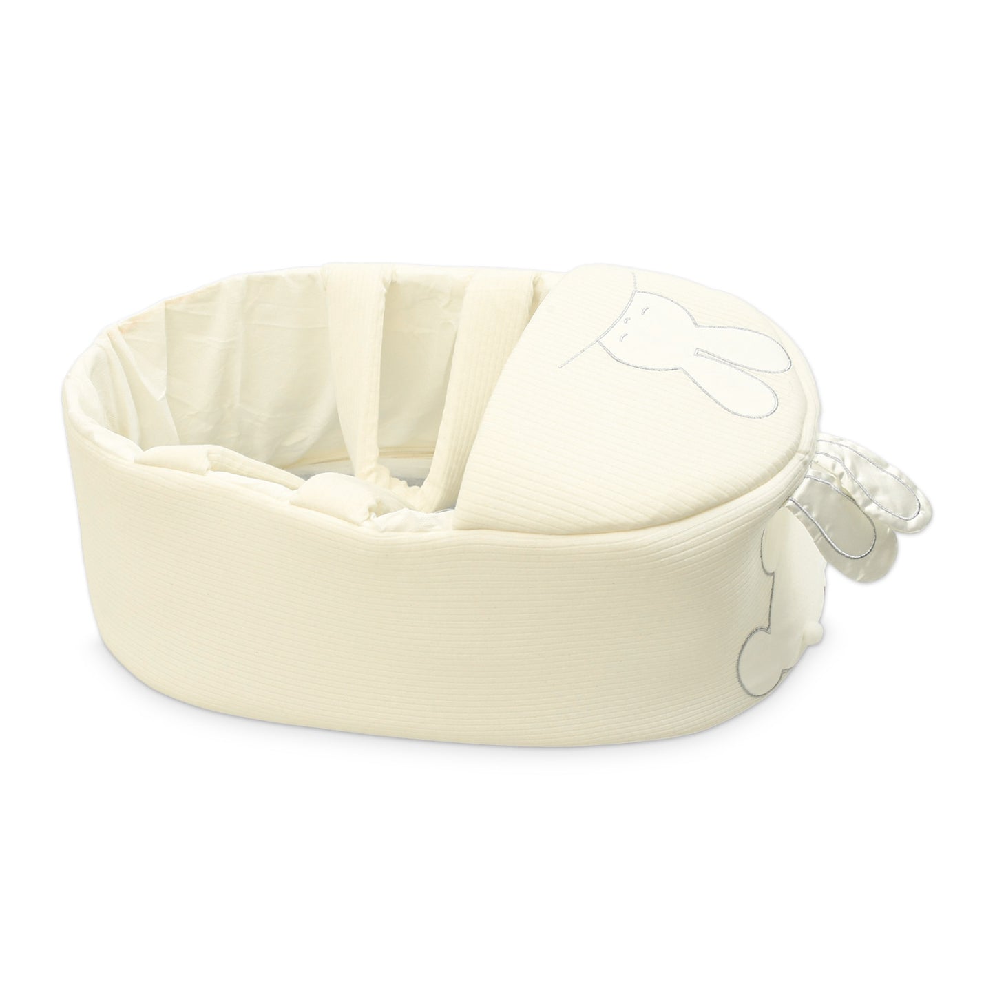 CREAM RIBBED BABY CARRY CRIB WITH BUNNY EARS