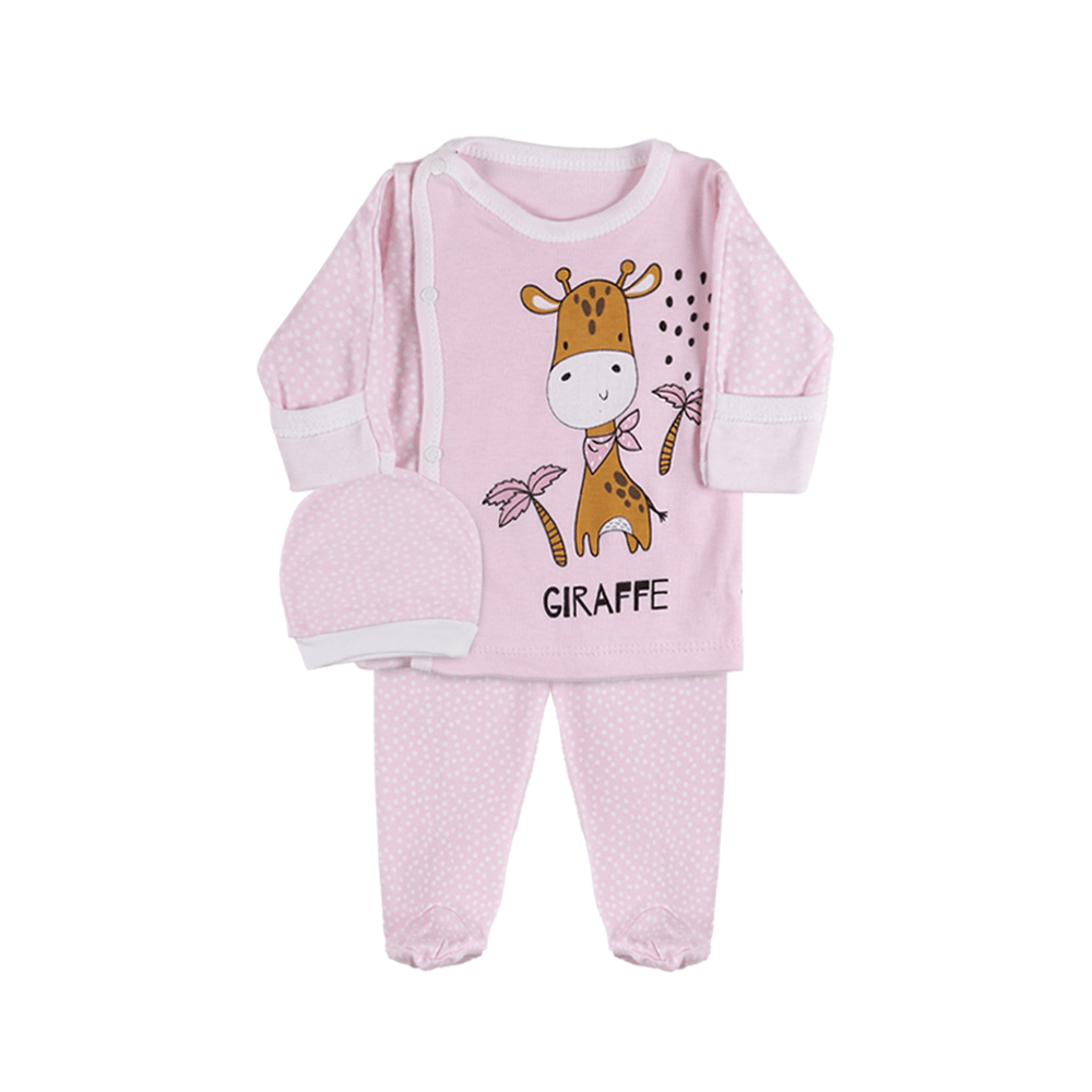 NEW BORN GIRL SUIT PINK-GIRRAFE