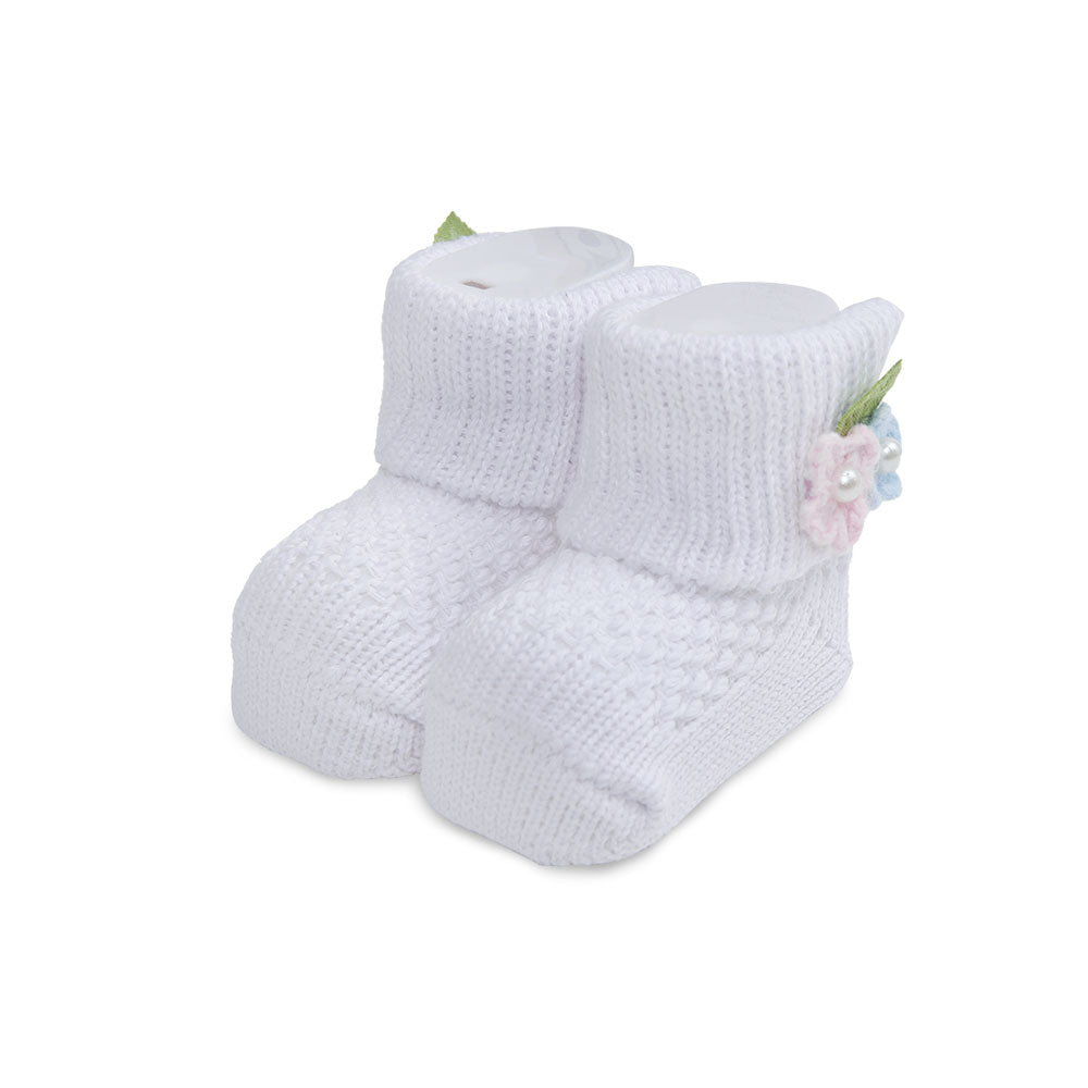 BOOTIES GIRL WHITE KNITTED