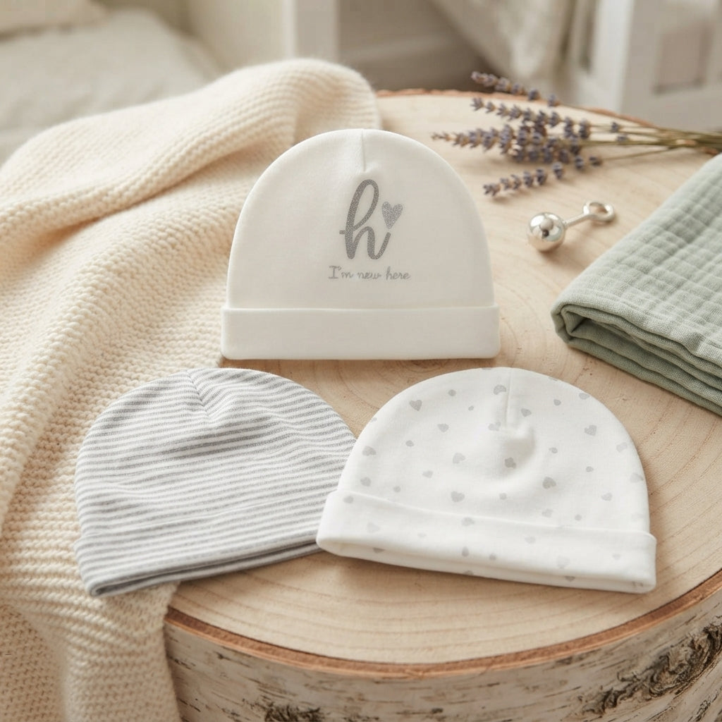 "I'M NEW HERE" INFANT BABY CAPS PK-3