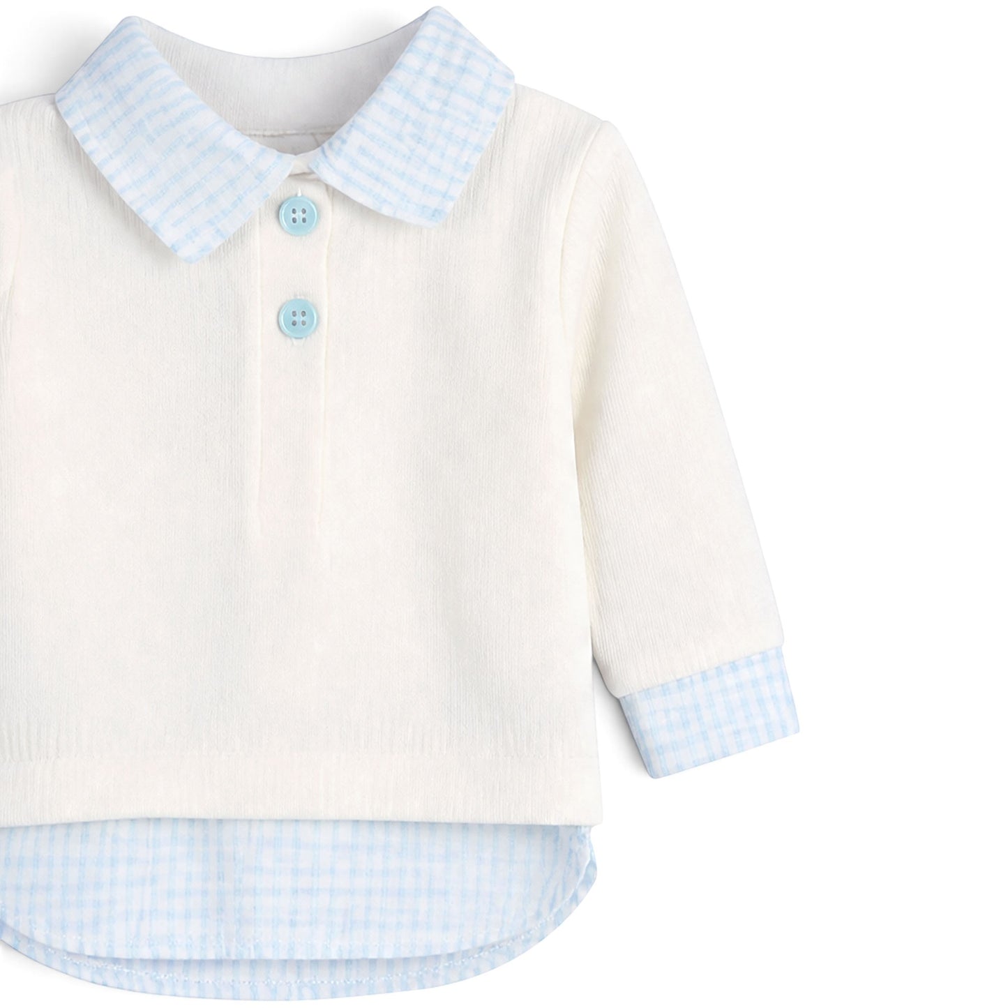 CREAM AND LIGHT BLUE STRIPED COLLAR BABY BOY GIFT SET