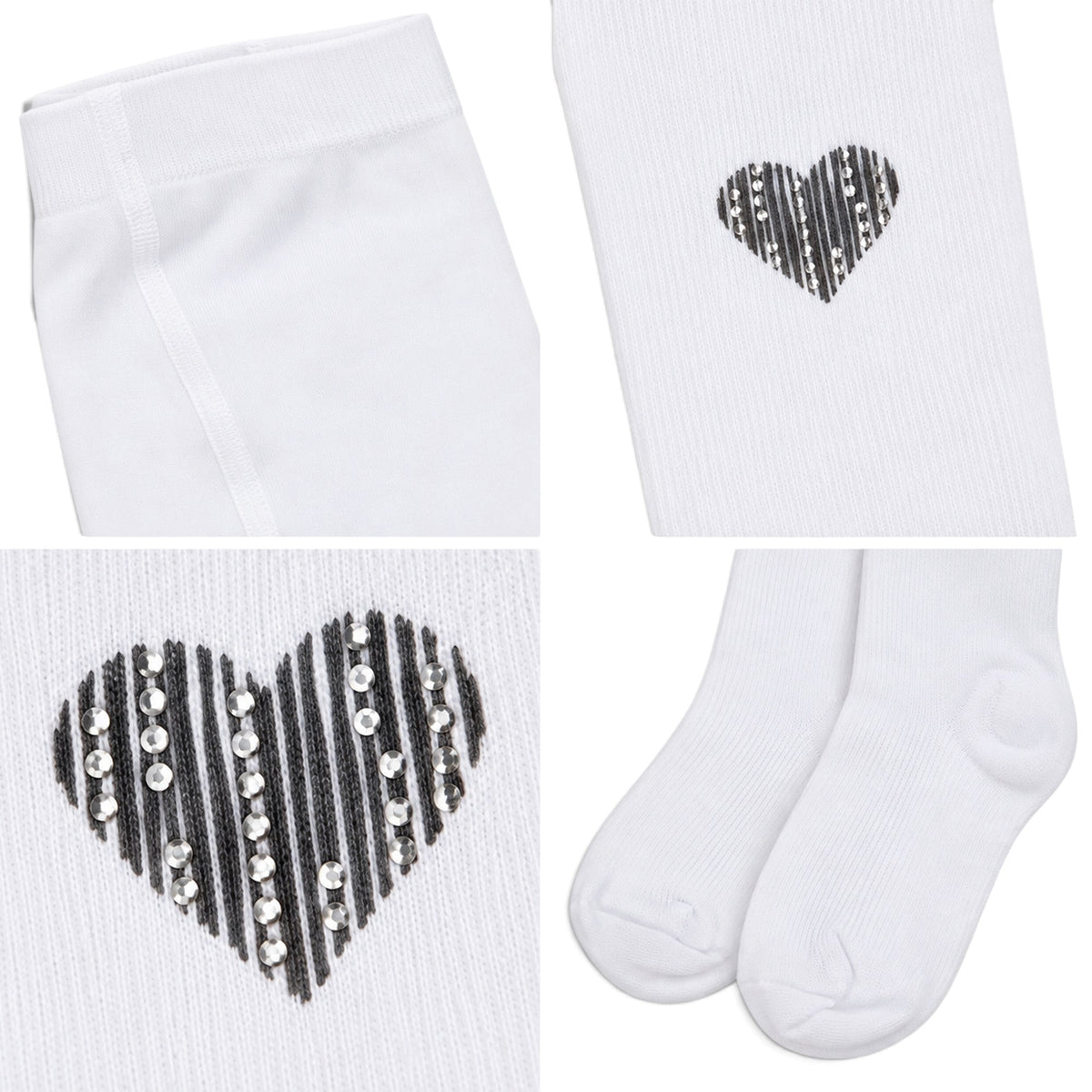 LEGGINGS HEART EMBROIDERED WHITE