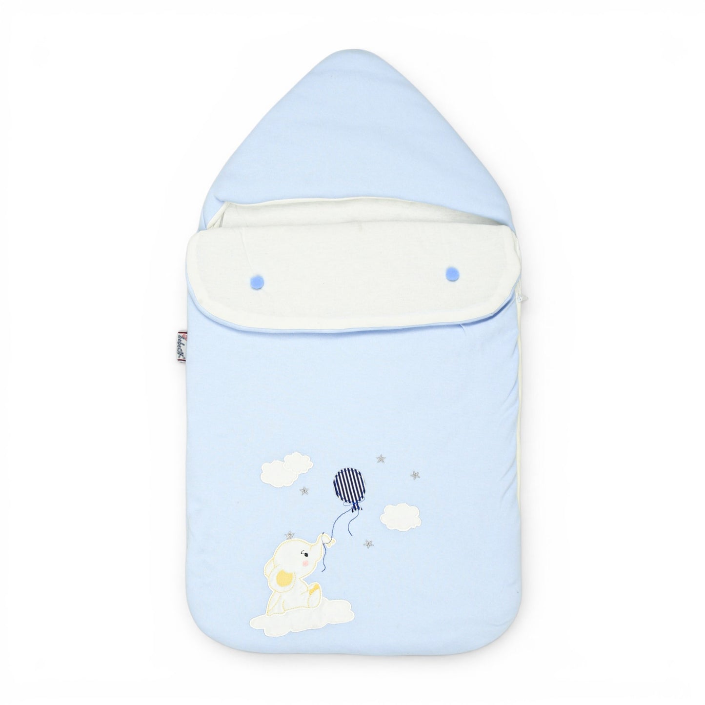 LITTLE EXPLORER HOODED CARRY NEST BLUE ELEPHANT