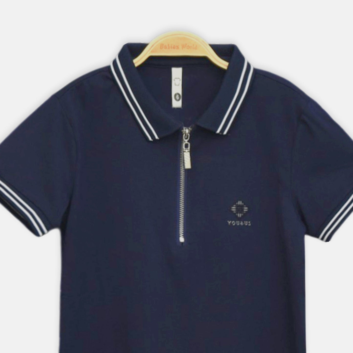 Navy Zip-Up Polo