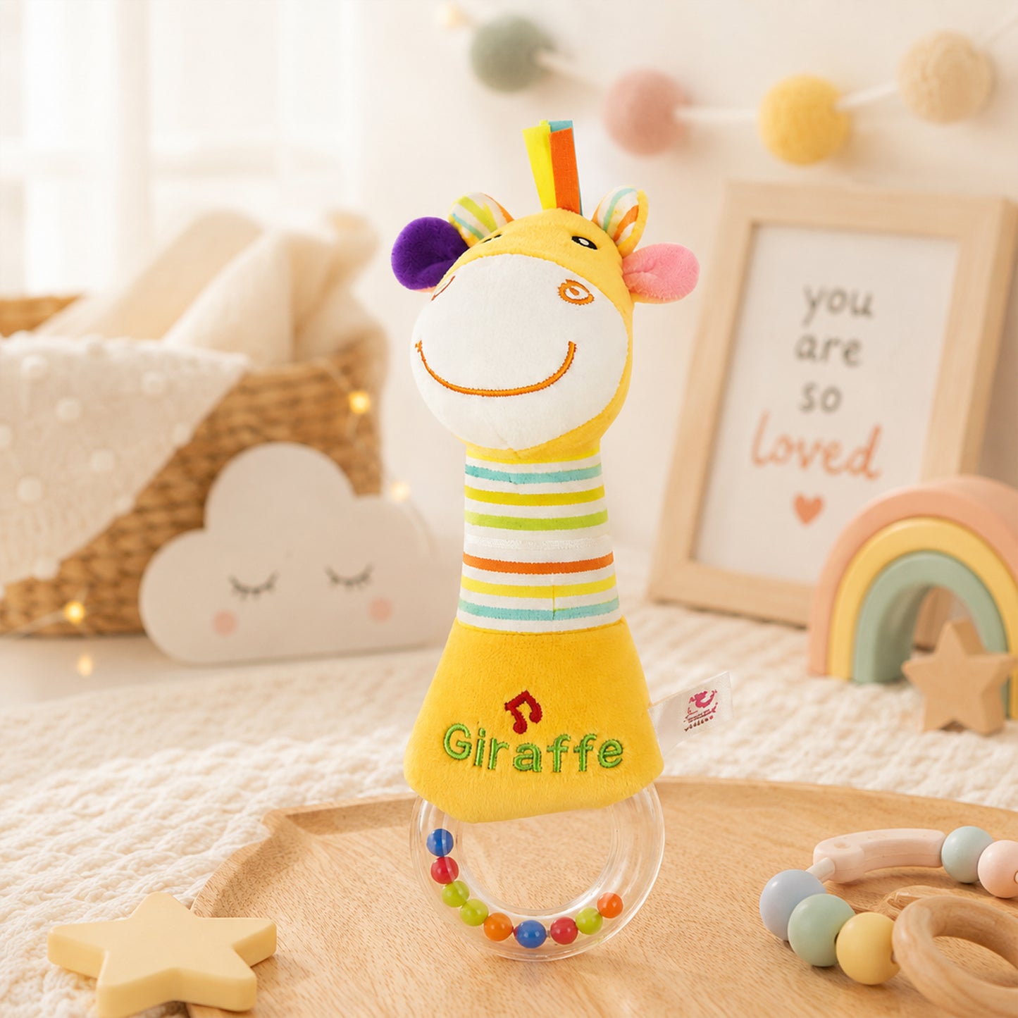 JACKBABY GIRAFFE PLUSH RATTLE TOY