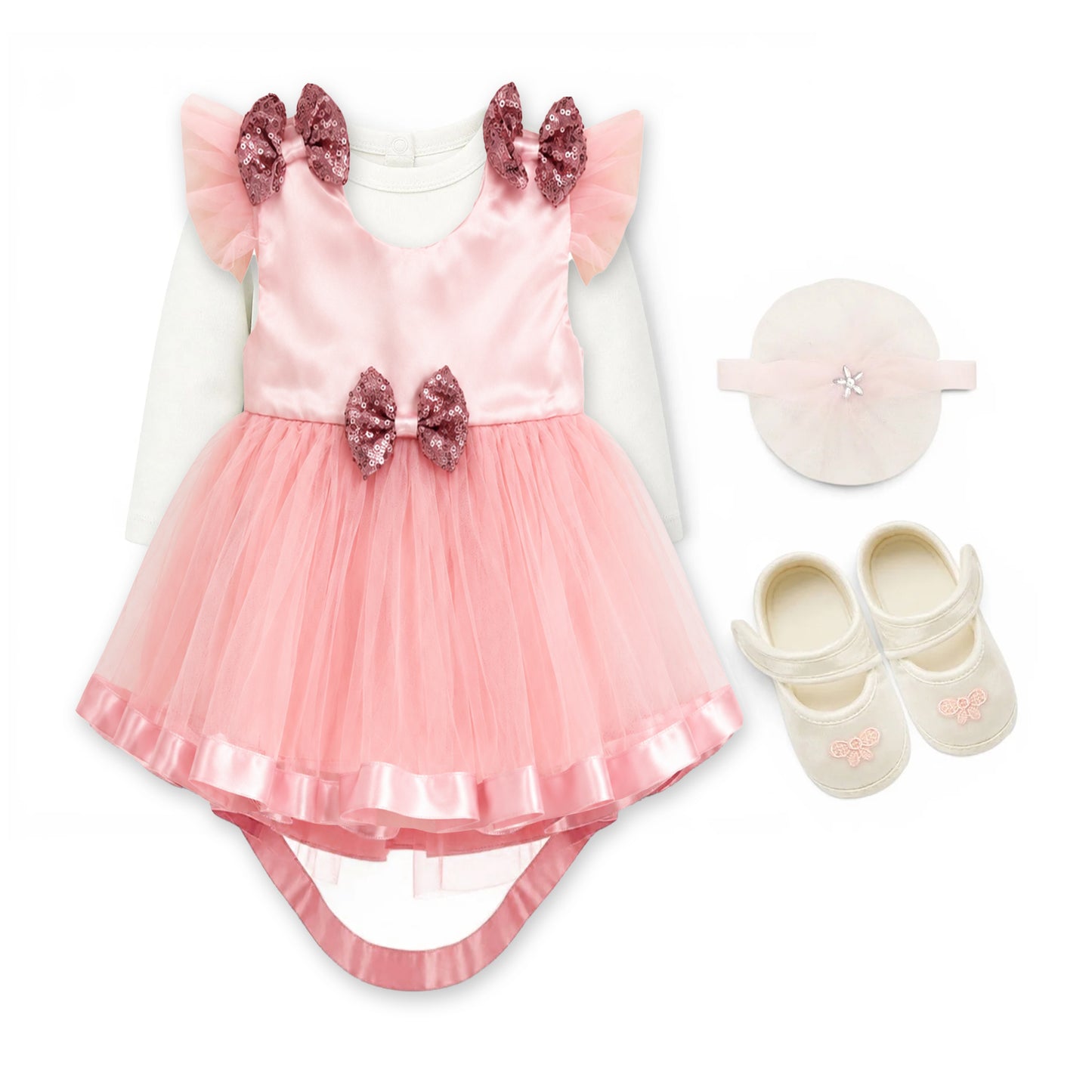 PINK BABY GIRL FANCY FROCK GIFT SET