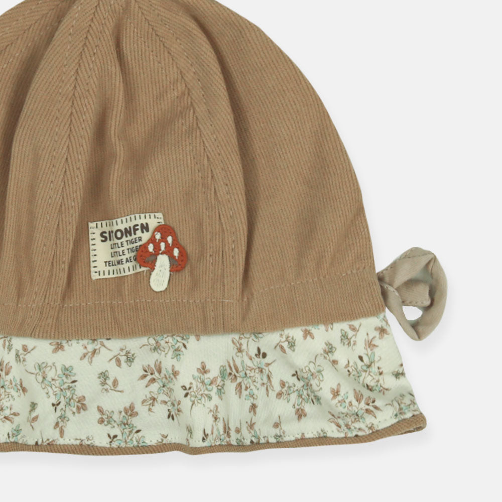 WINTER CAP SIZE: 46-48 CM TAUPE MUSHROOM BOW