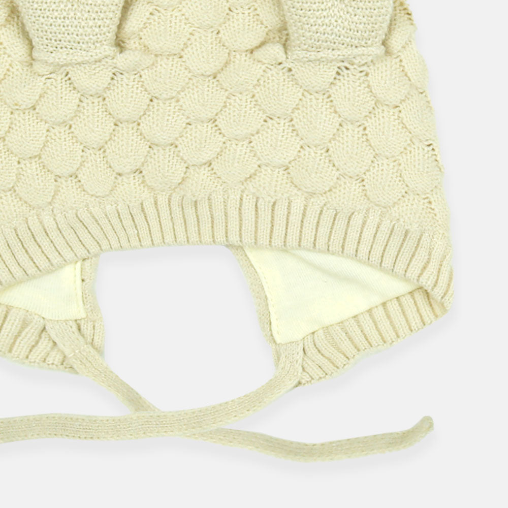 WINTER CAP SIZE: 42-44 CM BEIGE TEXTURED KNIT BEANIE