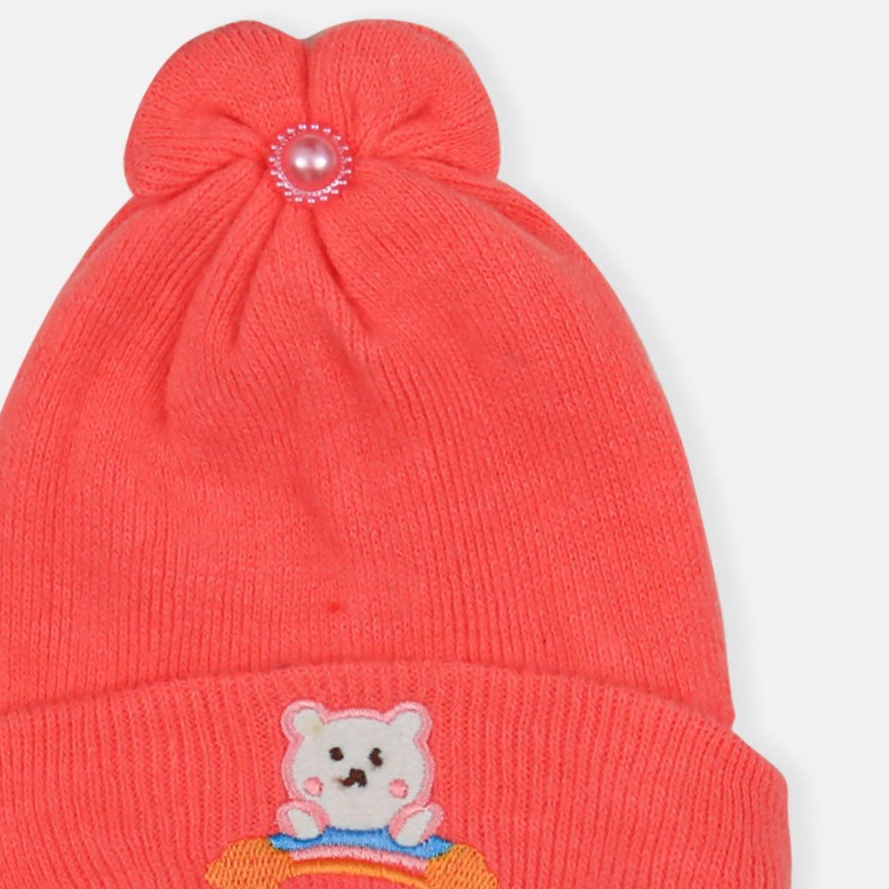 BABY WINTER CAP SHOCKING RED