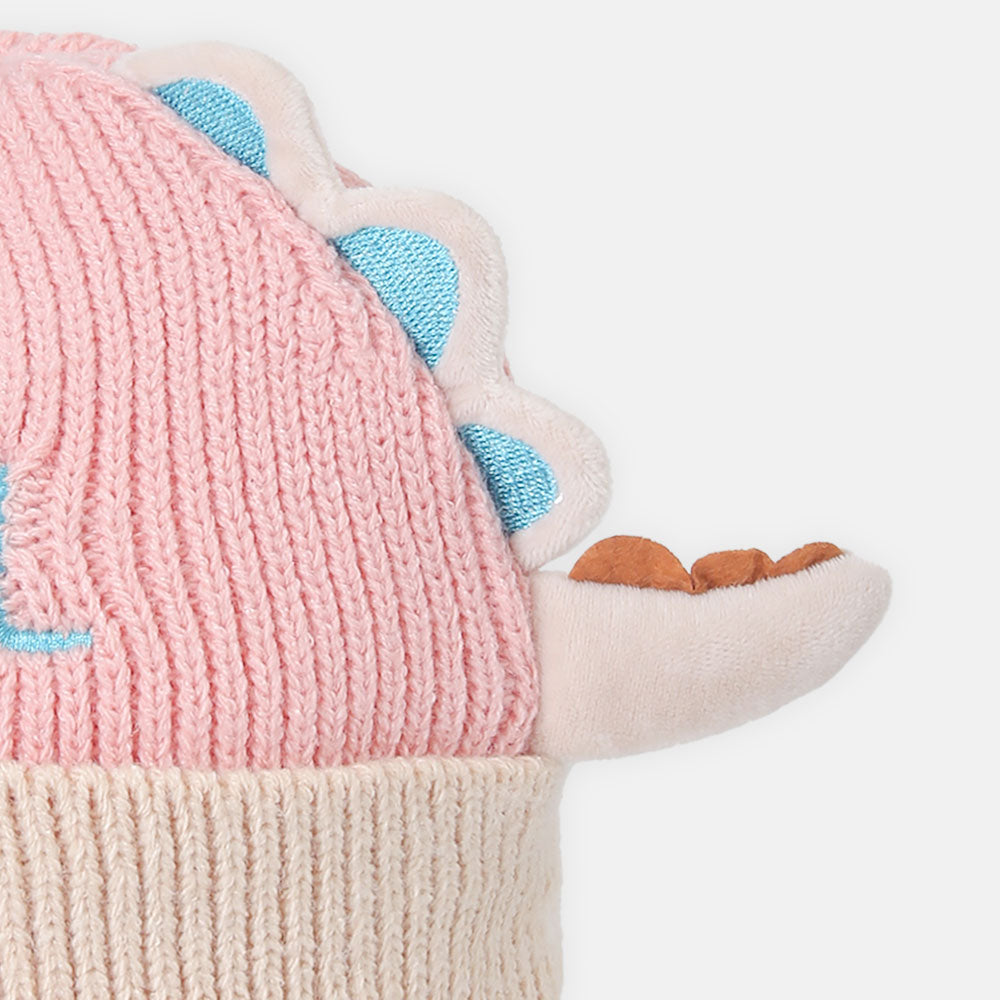 GIRL WINTER CAP DUSTY PINK DINO COOL