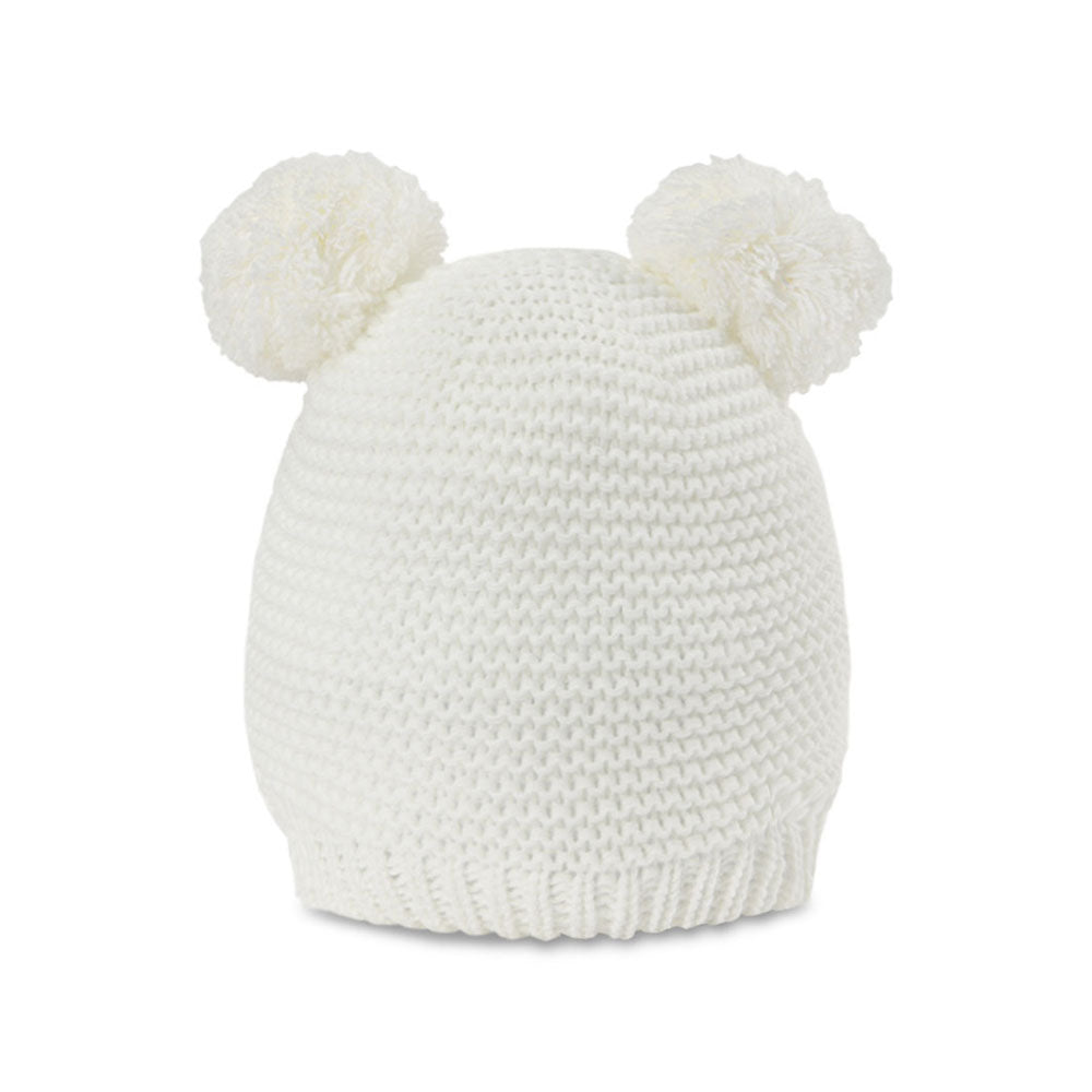 BABY WOOLEN CAP CREAM KNITTED POM POM
