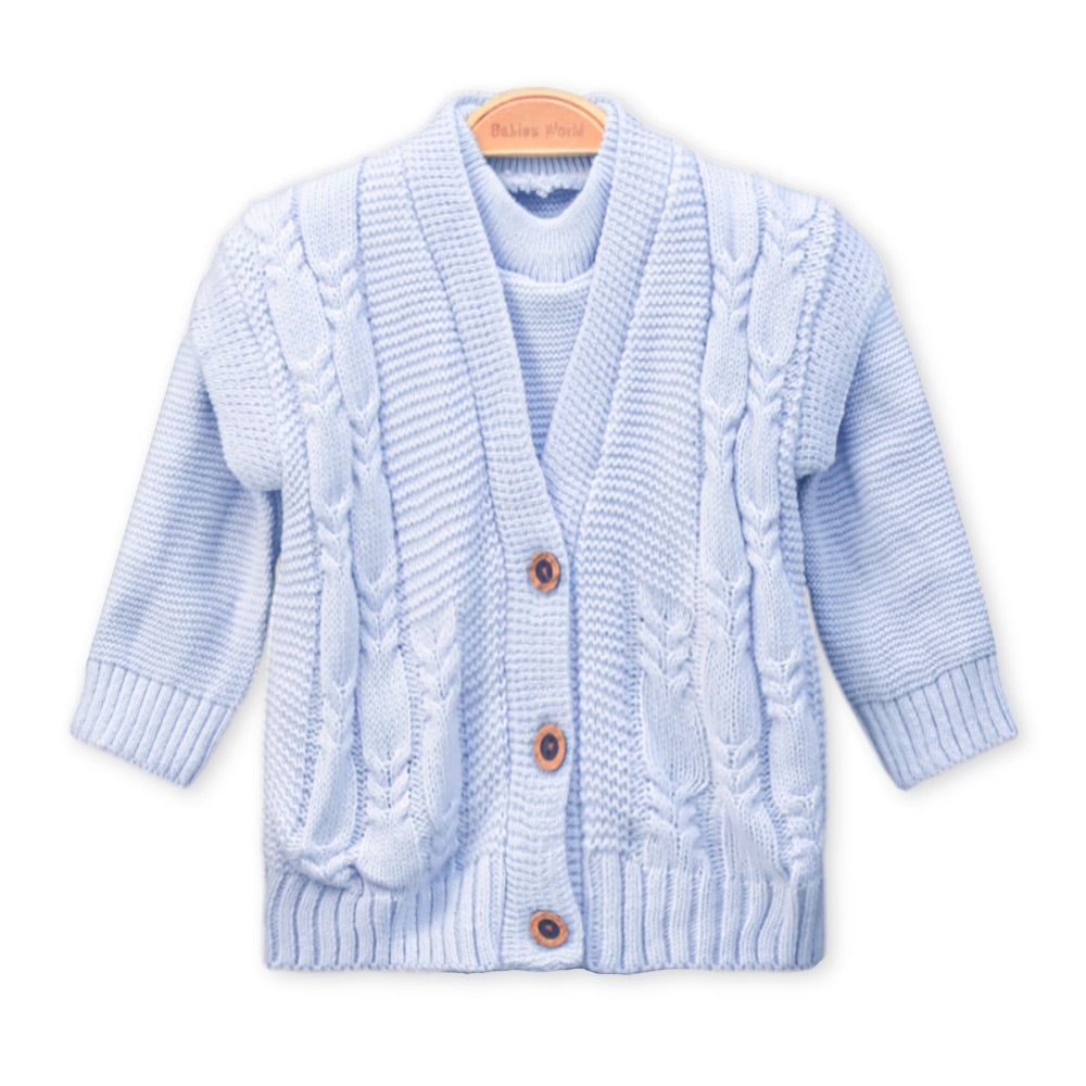 BABY WOOLEN SUIT PK-4 SKY BLUE COZY CABLES