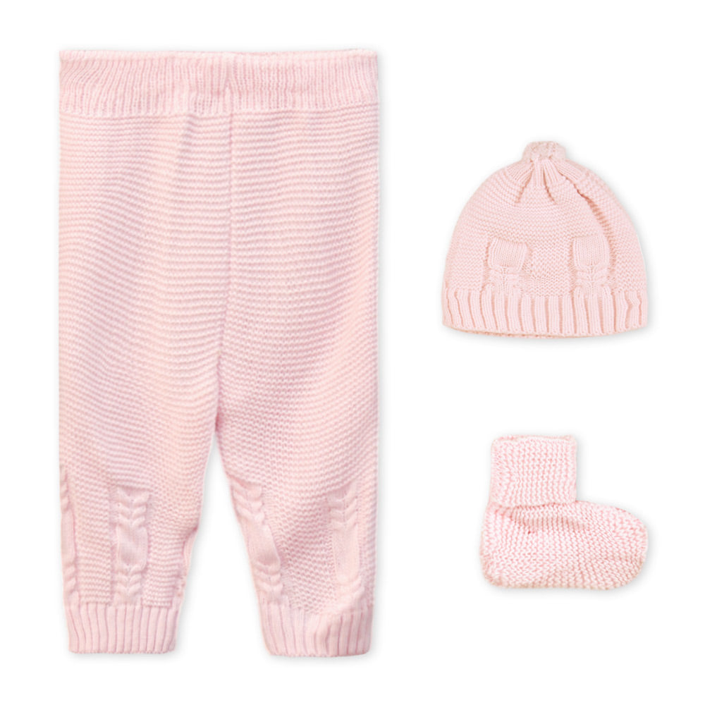 BABY WOOLEN SUIT PK-4 PINK COZY CABLES