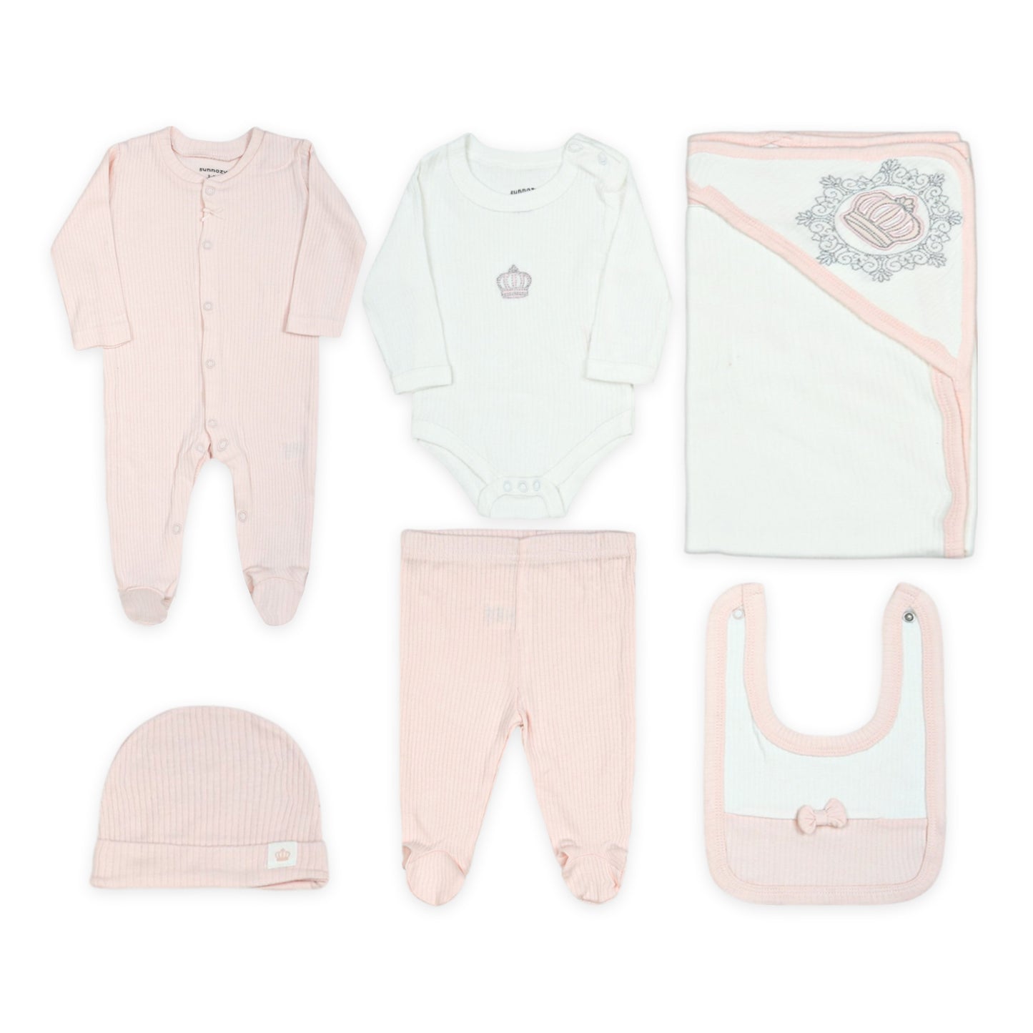 JUNGLE FRIENDS 5-PIECE LAYETTE SET (MINT) GIRL
