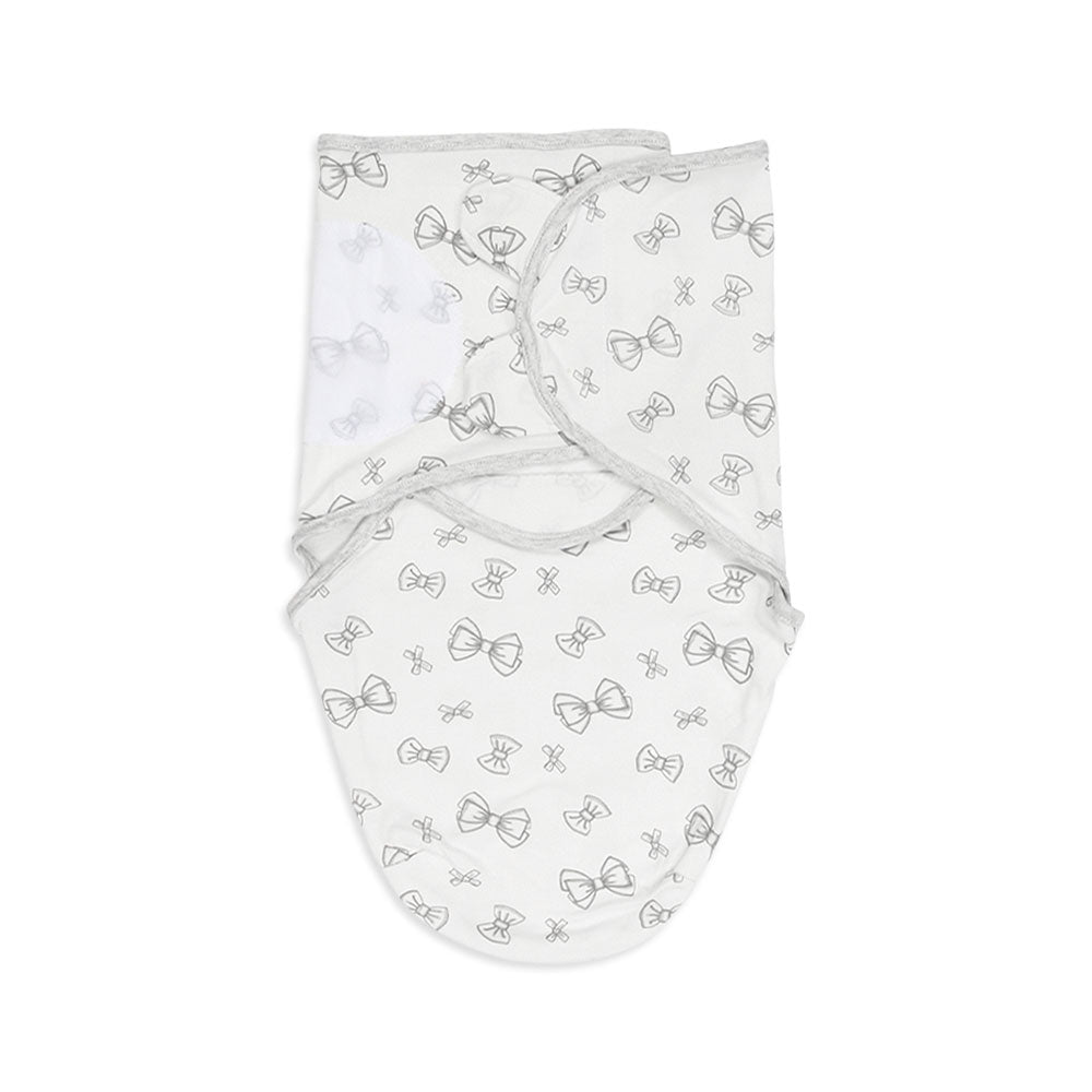SWADDLE SHEET GREY DOODLE BOW