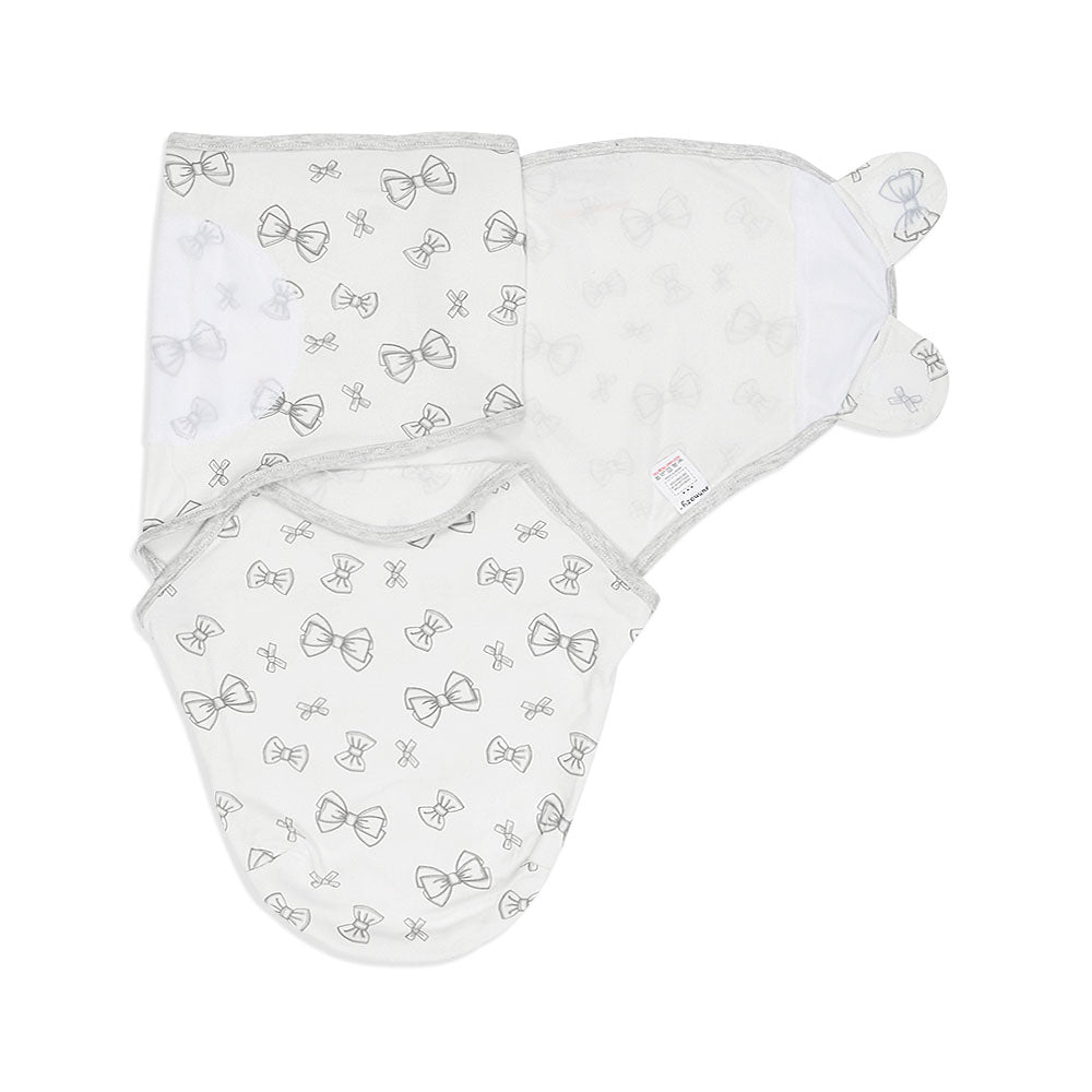 SWADDLE SHEET GREY DOODLE BOW