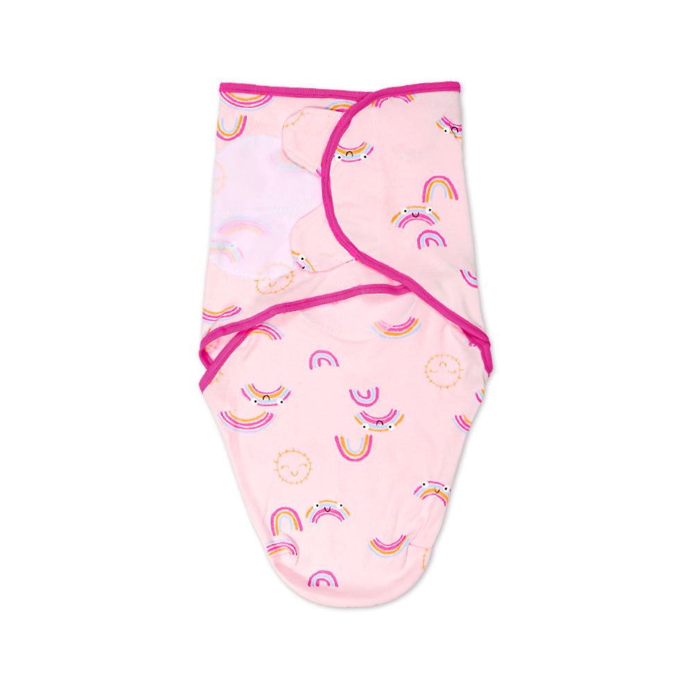 SWADDLE SHEET PINK HAPPY RAINBOW