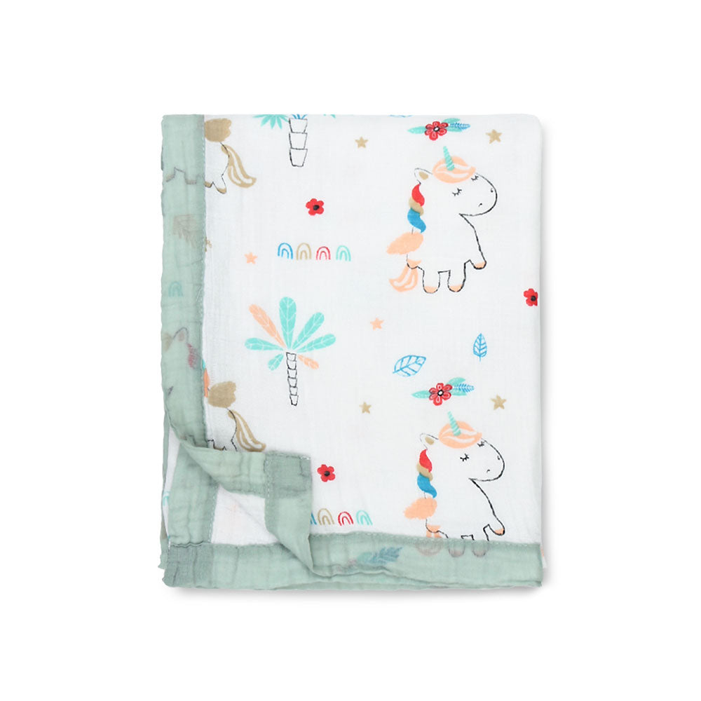 WRAPING SHEET WHITE FLORAL UNICORN