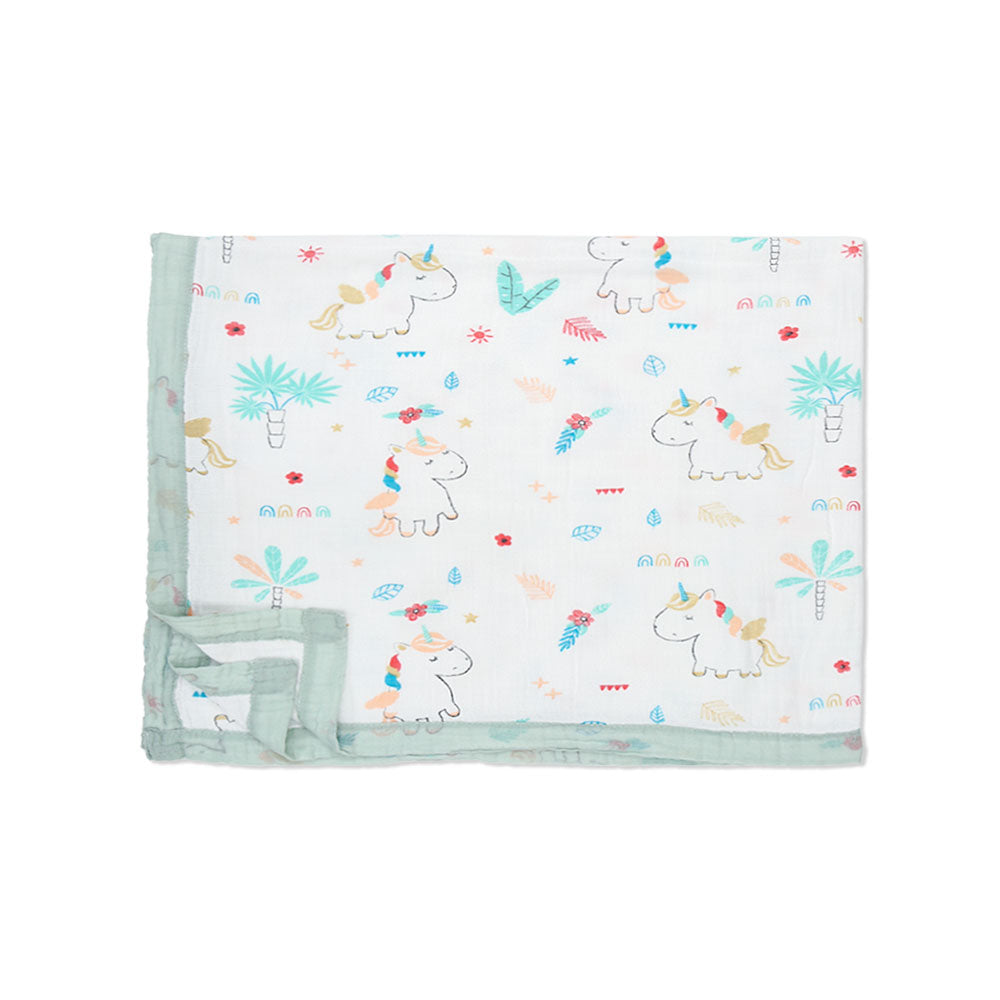 WRAPING SHEET WHITE FLORAL UNICORN