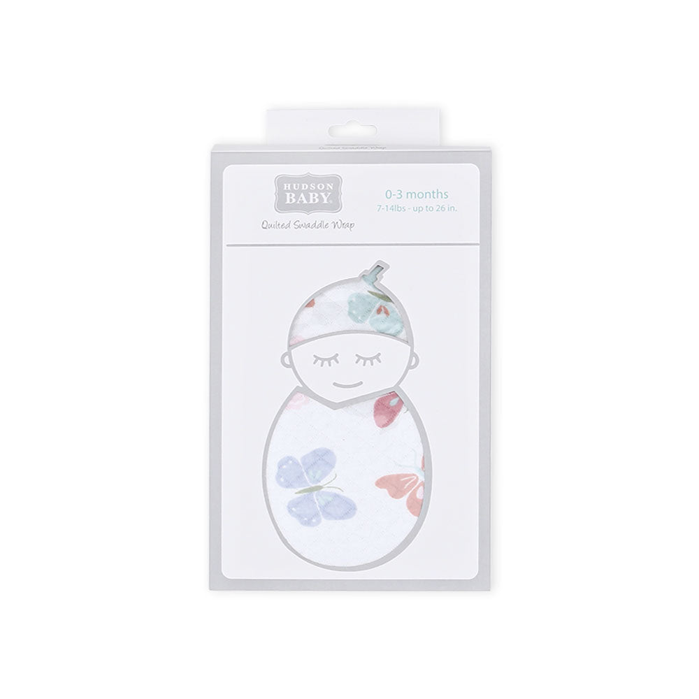 SWADDLE WRAP QUILTED WHITE BUTTERFLIES