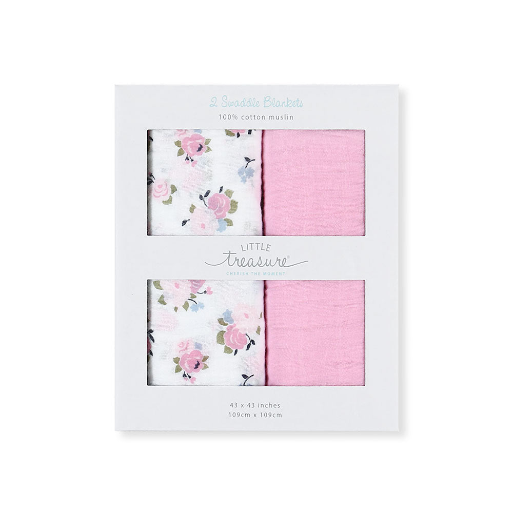 WRAPING SHEET MUSLIN PK-2 PINK FLORAL