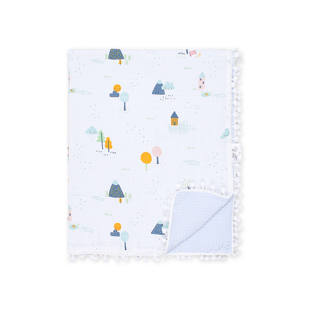 WRAPING SHEET DOUBLE PLY BLUE CLOUD MUSLIN