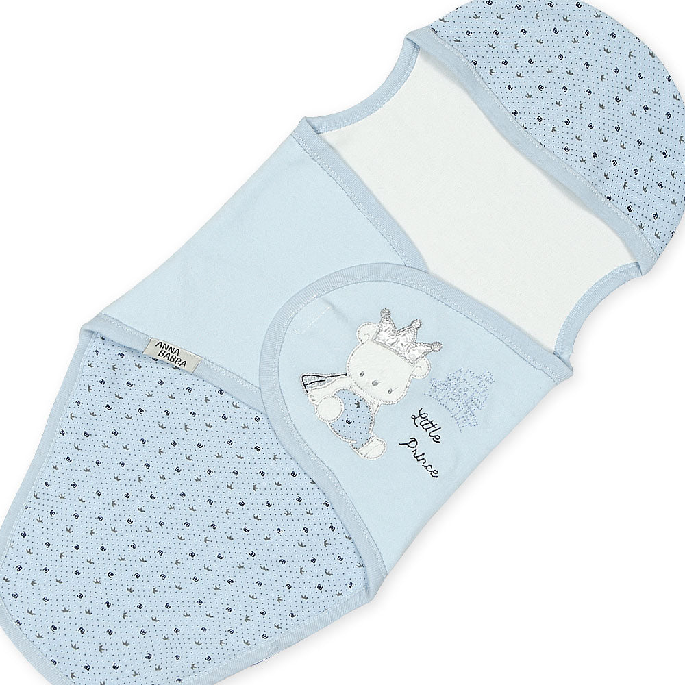 SWADDLE SHEET BOY BLUE LITTLE PRINCE