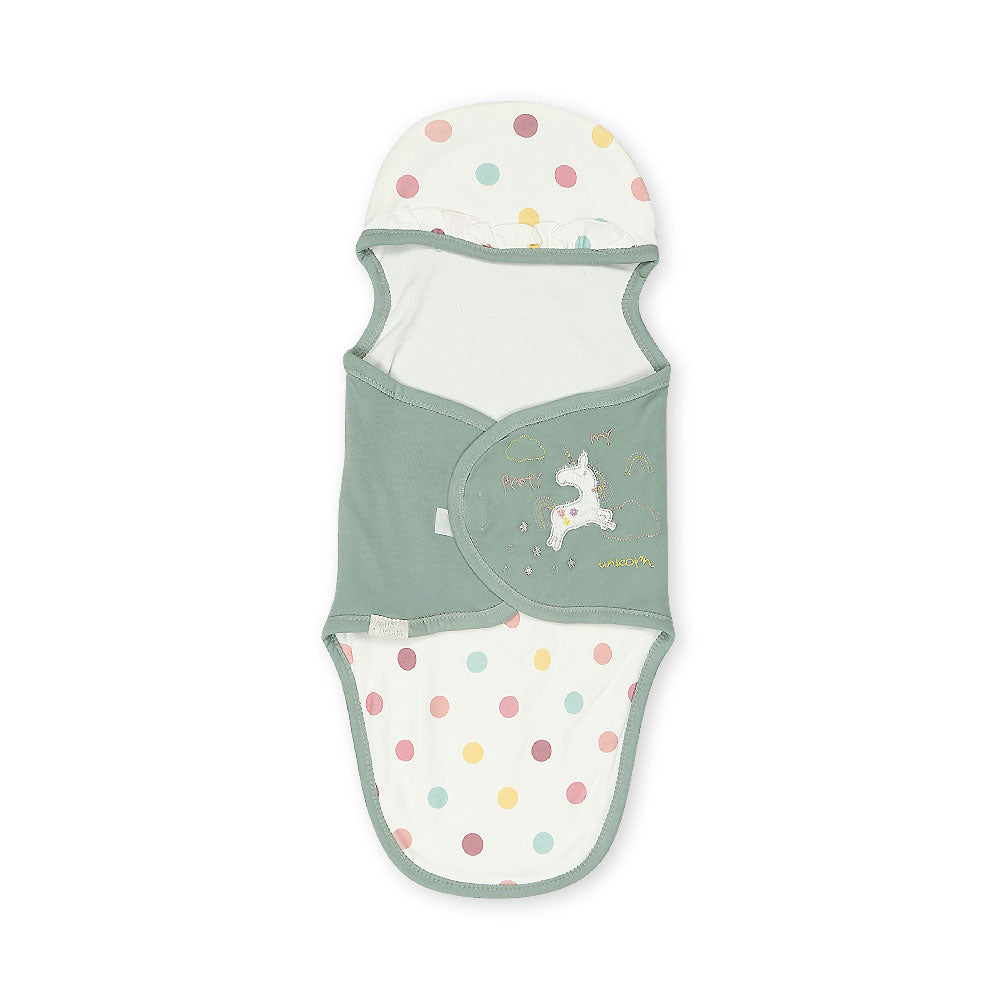 SWADDLE SHEET GIRL GREEN PRETTY UNICORN